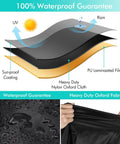 Diagram showing layers of Heavy Duty Waterproof Patio Chaise Lounge Cover with UV, rain, and sun protection, Oxford fabric close-up.