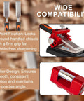 All In One Chisel Sharpening Kit with honing guide, 400 1000 grit diamond stones, non-slip base, angle guide, hex key, storage bag