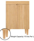 Six Inch Straight Wood Furniture Legs set of eight displayed on a wooden cabinet, showing durability with 110 lb weight capacity per leg.