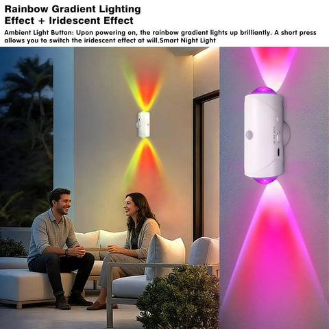 No Fuss Rechargeable Motion Sensor Lights Indoor With Magnetic Rgb Wall Sconces Auto On Off Night Light For Closets Hallways And Steps Plug And Play Vibe Sweet No Sweat Setup 2 Pack Solid Build showcasing vibrant rainbow gradient effects.