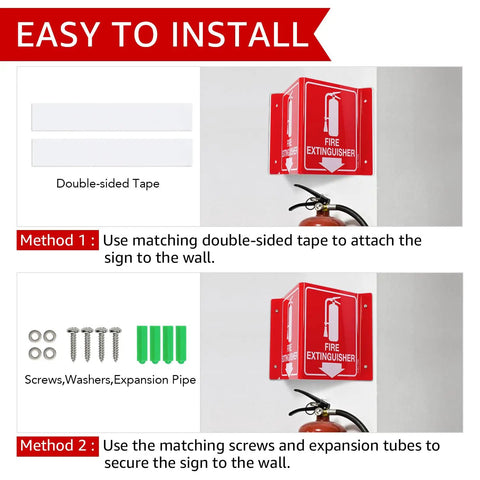 Fire Extinguisher Sign With Down Arrow, 8 By 6 Inches, Acrylic Projecting V Sign, Double Sided, Includes Screws For Easy Installation