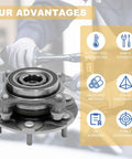 Beefy Front Wheel Hub And Bearing Assembly Pair For 4WD SUVs Fits 2003-2021 Toyota 4Runner, detailed view, with features listed