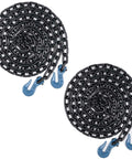 Two Heavy Duty 5/16 Inch Transport Tow Chains 10 Foot Binder With Clevis Grab Hooks Grade 70 on white background