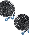 Two coiled 1/4 Inch Transport Binder Chain 12 Foot With Clevis Grab Hooks, Grade 70 chains for trailers and towing, with 12,100 Lbs breaking strength.