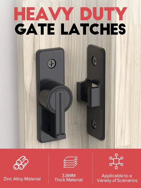 Beefy Heavy Duty 90 Degree Gate Latch With Zinc Alloy Hardware Long Black Flip Latch Safety Bolt installation view