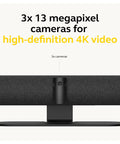 Intelligent Video Bar Webcam Delivers Fire 4K Action Over A Stunning 180 Degree Field Of View with 3x 13MP cameras.