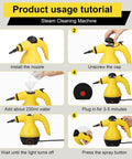 Heavy Duty Handheld Steam Cleaner For Home And Cars Pro Level Multi Surface Vapor Tool instructional steps for use.