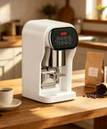 Upgrade Your Daily Grind With This Electric Coffee Tamper And Automatic Espresso Press featuring a sleek white design and stainless steel components