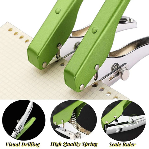 Heavy Duty Single Hole Punch Handheld Paper Punch For Cards Tags Scrapbooks And Crafts Five Sixteenth Inch Eight Millimeter Hole Size, Ergonomic Zinc Alloy Puncher, Pro Grade Labor Saver
