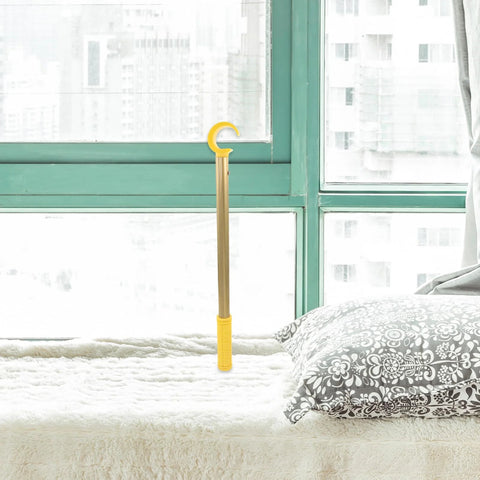 0.4m Adjustable Window Catch Pole Tool for high windows next to a window frame, ergonomic grip, aluminum shaft, home use.