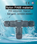 Waterproof IP68 3 Pin 3 Way Cable Connector Junction Box For Outdoor Lighting Garden Lights Solar And LED Strips Fits 5 To 12 mm Cable TUV Listed Durable