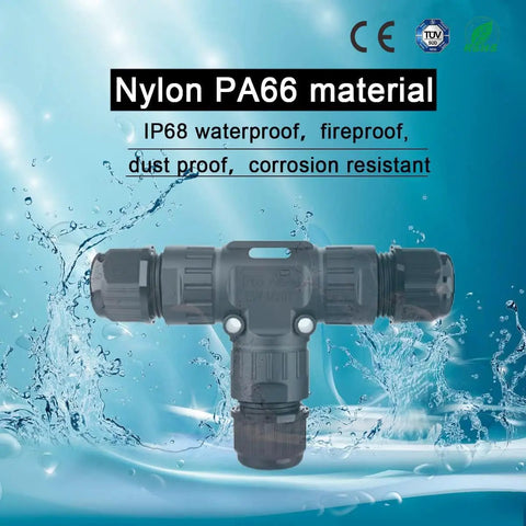 Waterproof IP68 3 Pin 3 Way Cable Connector Junction Box For Outdoor Lighting Garden Lights Solar And LED Strips Fits 5 To 12 mm Cable TUV Listed Durable