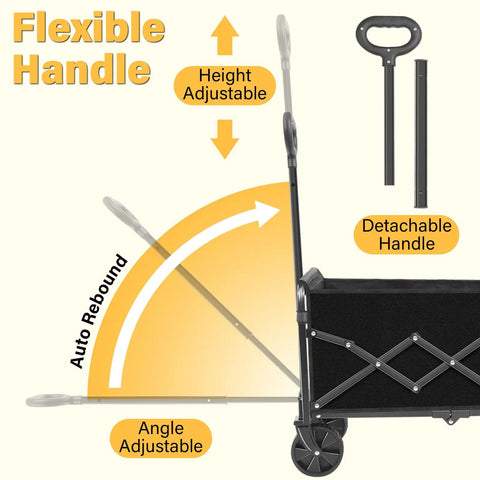 Collapsible Wagon With Wheels Foldable Cart That Keeps Your Back Happy For Groceries Sports Camping Travel And Shopping 360 Lbs Capacity