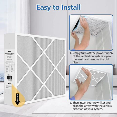Installation process of 20x25x5 MERV 16 Air Filter For Your HVAC System Fits HCC20-28 Compatible With HCF20-16 HCF20-10 2 Pack