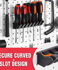 Go To Pegboard Screwdriver Holder And Tool Organizer For Garage Shop Walls Curved Slot Design Keeps Your Tools Secure And Easy To Slide In Pliers And Multi Tool Rack For Pegboards Heavy Duty Black holding screwdrivers