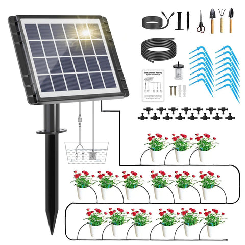 49Ft Solar Drip Irrigation System No Fuss Auto Watering Kit For 15 Pots Solar Powered Plant Watering With 25 Timer Modes 900Ml Per Minute Flow