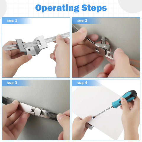 Installation steps for 4 Pack Adjustable Sign Mounting Brackets For Poles And Road Signs, Heavy Duty Metal Pole Clamp Clips