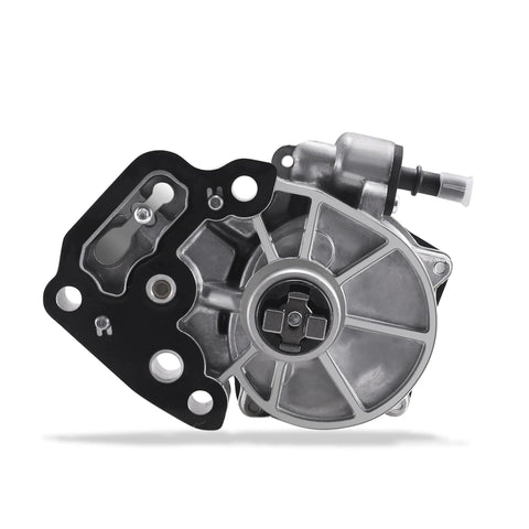AULINK brake vacuum pump, front view, OE replacement with silver aluminum housing and black mounting plate.