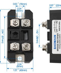 MDQ-100A Single Phase Bridge Rectifier Diode Module 1600V 100A for Power Supplies, mountable with dimensions labeled