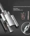 HaloVerde 1/2 Inch Pipe Threader Tool For Cleaning Clogged Threads, Alloy Steel Tool with internal and external threading details.