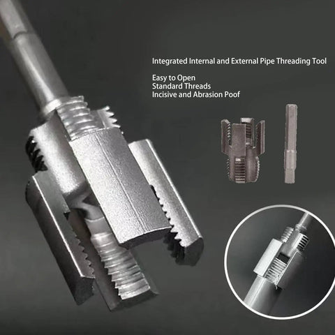 HaloVerde 1/2 Inch Pipe Threader Tool For Cleaning Clogged Threads, Alloy Steel Tool with internal and external threading details.