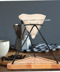Heavy Duty Reusable Stainless Steel Coffee Filter Holder With Secure Drip Rack And Premium Filter Cloth Set For A Smooth Daily Grind Setup At Home Or Office on wooden base