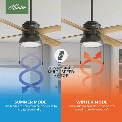Energy Efficient 52 Inch Indoor Ceiling Fan With LED for Bedroom Kitchen Noble Bronze Finish Reversible Motor Display