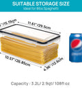 Airtight Food Storage Containers With Lids 4 Pack 3.2L Plastic Spaghetti Canisters for Pasta Organizer beside soda can.