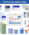 Front view of First Aid Only 9302-25M contractor's first aid kit, white case, 178-piece contents
