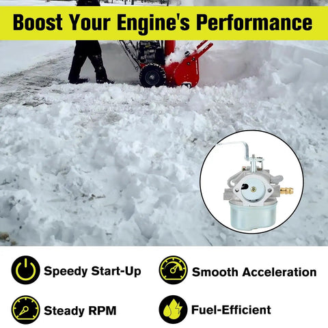 Tecumseh Carburetor Replacement Kit For HM80 HM100 8HP 10HP Snow Blowers image with snow blower in use
