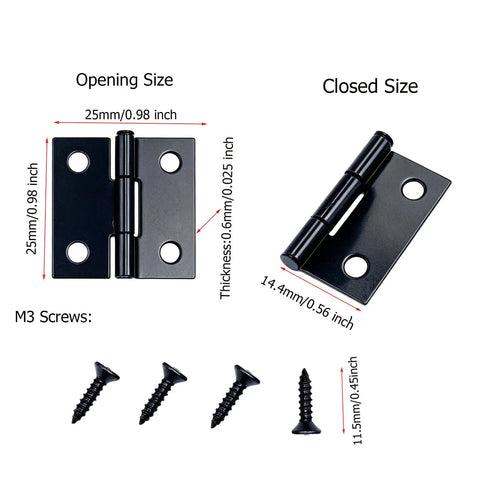 1 Inch 201 Stainless Steel Tiny Door Hinges With Screws For Cabinets Wooden Boxes Furniture And DIY Projects Black Finish