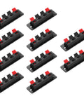 10-pack of 4 Way Spring Terminal Clip Push Release Connector Plate Jack Socket for your speaker rig with terminal strip block joint clamp.