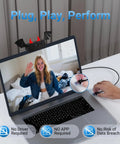 Heavy Duty 1080P Webcam With Crisp Stereo Mic Full Hd Gaming Streamer Rig For Usb Pc Console Setup showing user waving during video call.