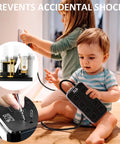 Child sitting with All Weather Outdoor Power Strip With 8 Outlets And 3 USB Ports IPX6 Waterproof Surge Protector For Garden And Patio