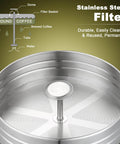 Stainless steel coffee urn filter showing dome, filter basket, and flow diagram for Massive Commercial Coffee Urn With 155 Cup Capacity Dual Layer Industrial Grade Stainless Steel 1500W 120V Hot Water Dispenser For Catering Churches Restaurants Workhorse Keeps Coffee Hot All Day