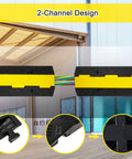 Image showcasing 4 Pack 2 Channel Cable Ramp Kit With 11,000 Lbs Axle Capacity, featuring black and yellow design for outdoor use.