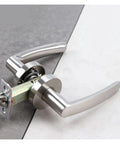 Square Door Handle Lock For Indoor Bedroom Three Rod Ball Lock Hardware Silver Finish Fits 35-50mm Doors Easy Install