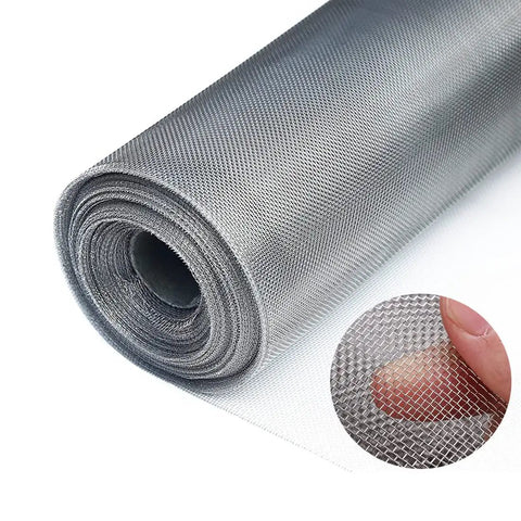 Beefy Heavy Duty Stainless Steel Woven Wire Mesh Roll 20 Mesh 0.15mm Wire Diameter For Doors Windows Patios Cabinets And Screen Enclosures 39.4 Inches By 98 Feet Silver Weather Resistant Built To Last. Close-up showing fine mesh detail.