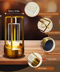 Portable Metal Table Lamp With 4000mAh Rechargeable Battery Cordless Outdoor Light, acrylic shade, and aluminum frame