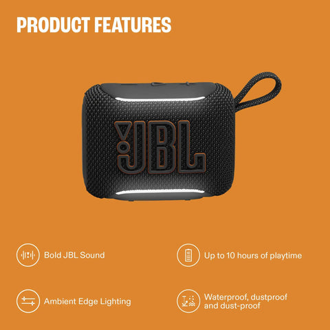 Palm Sized Ultra Portable Waterproof And Drop Proof Bluetooth Speaker With Deep Bass, Ambient Edge Lighting, AirTouch Instant Stereo Pairing, And Auracast Multi Speaker Linking For Big Party Sound, showing front view