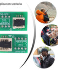 DFN8 WSON8 MLF8 MLP8 QFN8 to DIP8 Socket Adapter on green board with application scenarios and people using devices.