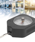Dial Tension Gauge Pro-Grade With Dual Needle Dynamometer, 50g Peak Hold Tensiometer For Relay Switches, Spring Pressure And Tensile Testing, Durable Alloy Construction, Easy Peak Readings For Lab Or Shop, black alloy dial gauge with strip in lab