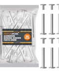 Twenty Pack 55mm Silver Aluminum Chicago Screw Posts Heavy Duty Binding Fasteners in clear bag for scrapbook and DIY use.