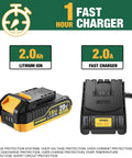 Cordless Drill Kit With 20V Max Power Half Inch All Metal Chuck 2.0Ah Lithium Battery With Fast Charger 398 In Lbs Torque