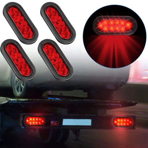 16 Pack 6 Inch Oval LED Trailer Lights Kit With 10 LED Stop Brake Turn Tail Lamps IP67 Waterproof Markers on vehicle