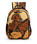 Desert Cowboy Horse Sunset Print Backpack For Unisex Everyday Use, featuring cowboy illustration on durable polyester.