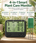 12 Zone Wireless Soil Moisture Meter For Plants With 4 In 1 TDR Tester, Soil Thermometer, Light Sensor And Display, 230 Ft Range, IPX5 Waterproof For Indoor Outdoor Garden And Yard Monitoring, with LCD and probe