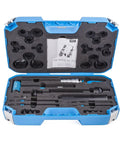 Bearing Installation Tool Kit 10 To 35 Combo Set with impact rings and sleeves organized in blue case for easy selection.