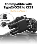 Smooth Plug And Play CCS2 To CCS1 DC Fast Charging Adapter showing plug compatibility for EV charging.