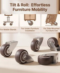 Heavy Duty TPE Caster Wheels 1.5 Inch Diameter Two Pack Replacement Furniture Glides for mobile stands and under-furniture use.